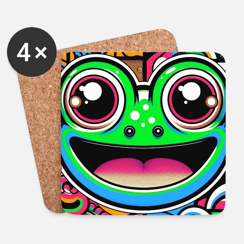 Frosch Pop Art - Untersetzer (4er-Set) - Weiß