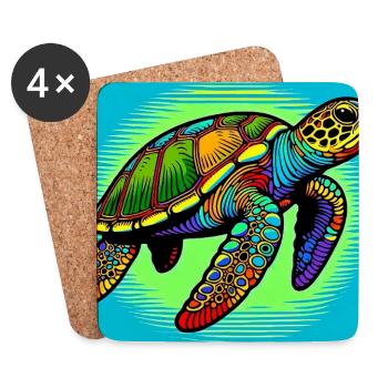 tortue - Dessous de verre (lot de 4) - blanc - Devant