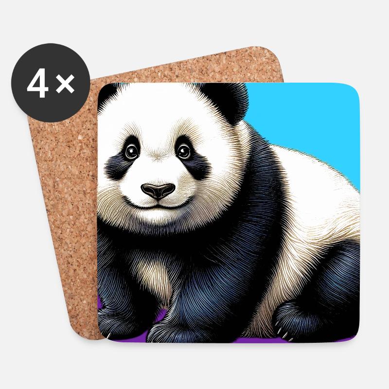 panda - Coasters (set of 4) - white