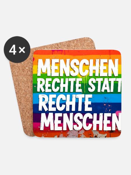 Menschenrechte statt rechte Menschen Statement - Untersetzer (4er-Set) - Weiß