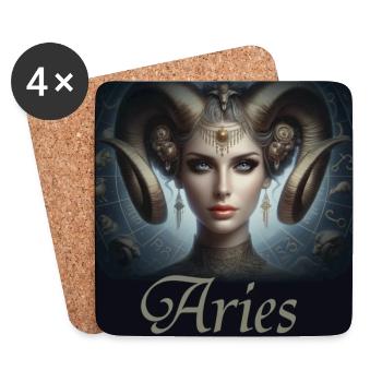 Aries -  Sternzeichen Widder - Untersetzer (4er-Set) - Weiß - Vorne