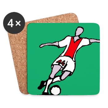 Sprint vibrant de football : Joueur au maillot rouge - Dessous de verre (lot de 4) - blanc - Devant