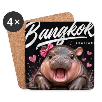 Bangkok Hippo with Bow - Coasters (set of 4) - white - Front