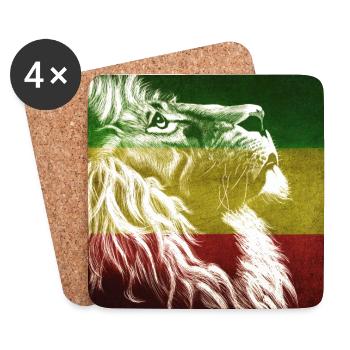Reggae Löwenflagge Kunst - Untersetzer (4er-Set) - Weiß - Vorne