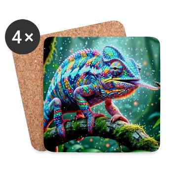 Neon Chameleon Jungle Magic - Coasters (set of 4) - white - Front