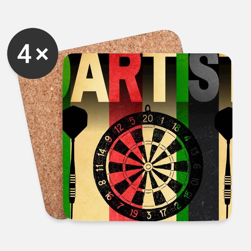 DARTIST Farbiger Darts-Charakter - Untersetzer (4er-Set) - Weiß