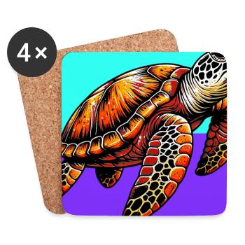 Schildkröte - Untersetzer (4er-Set) - Weiß - Vorne