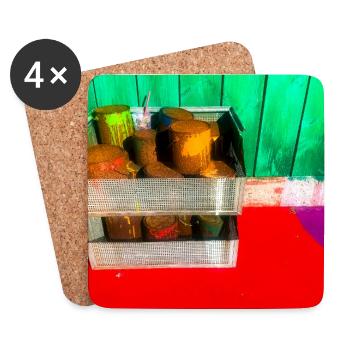 Bunte Farbtöpfe Straßenkunst - Untersetzer (4er-Set) - Weiß - Vorne