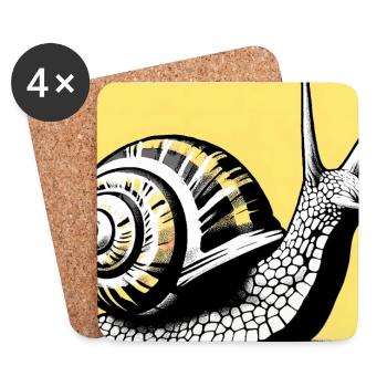 Escargot - Dessous de verre (lot de 4) - blanc - Devant