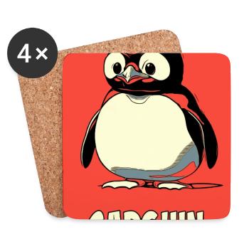 SADGUIN traurig aussehender Pinguin Comic Style - Untersetzer (4er-Set) - Weiß - Vorne