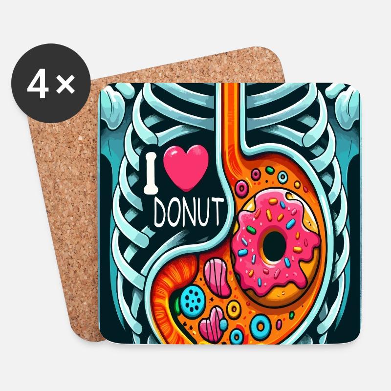 Ich liebe Donut - Untersetzer (4er-Set) - Weiß