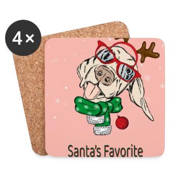Le trublion préféré du Père Noël – Funny Dog - Dessous de verre (lot de 4) - blanc - Devant