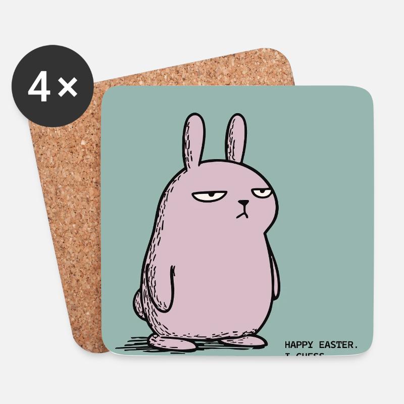 Frohe Ostern, schätze ich – Grumpy Bunny Easter Design - Untersetzer (4er-Set) - Weiß
