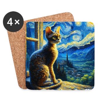 Devon Rex Starry Night - Untersetzer (4er-Set) - Weiß - Vorne