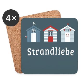 Strandliebe – Küstenposter Minimalistisch - Untersetzer (4er-Set) - Weiß - Vorne