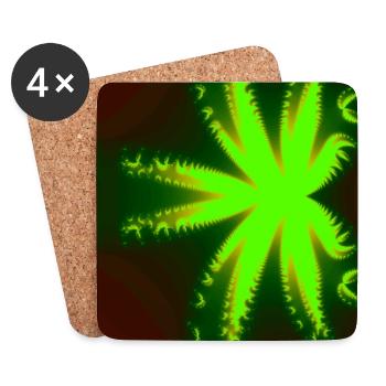 Neon Fractal Star Beam - Coasters (set of 4) - white - Front