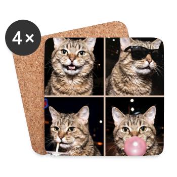 Chats, Américain, Cheveux durs, Chat - Dessous de verre (lot de 4) - blanc - Devant
