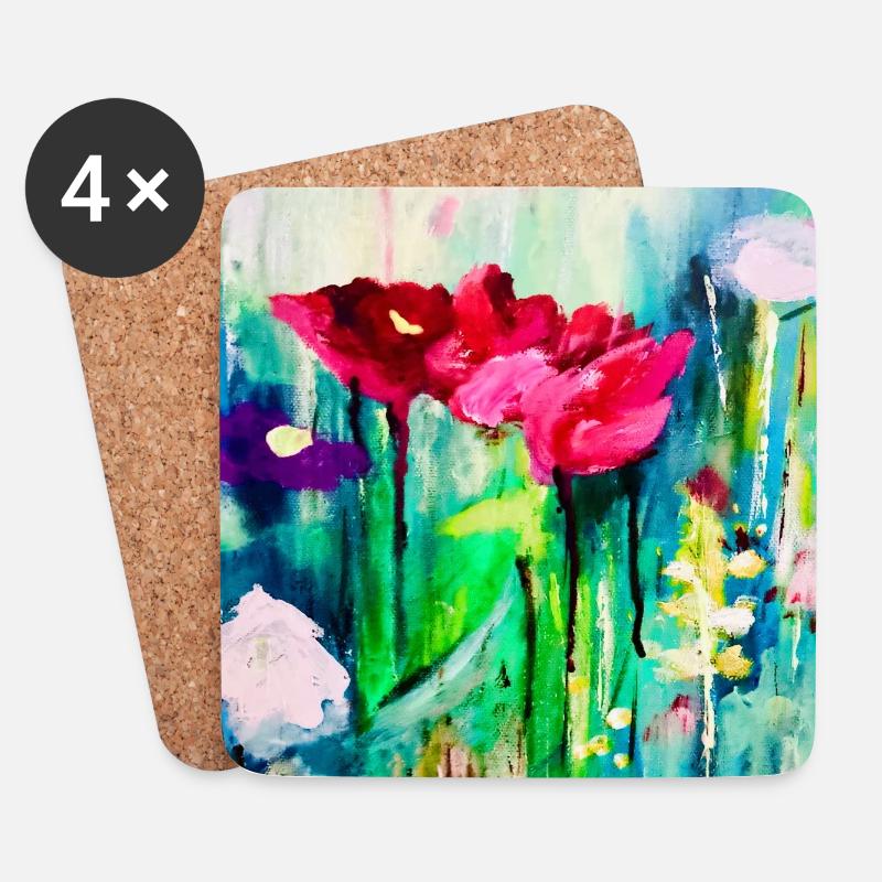 Aquarellblumen im Farbmeer - Untersetzer (4er-Set) - Weiß