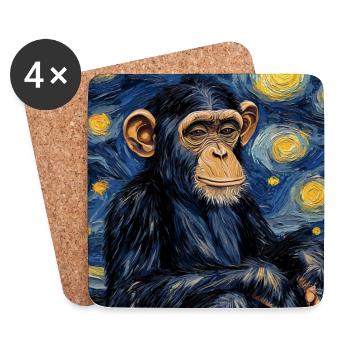 Affe Schimpanse Van Gogh Style Starry  - Untersetzer (4er-Set) - Weiß - Vorne