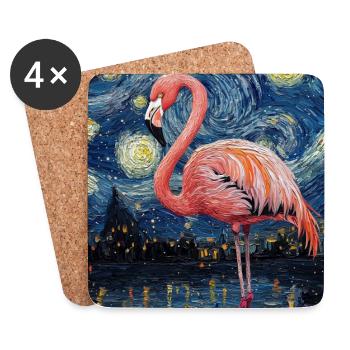 Flamingo Van Gogh Style Nuit étoilée - Dessous de verre (lot de 4) - blanc - Devant