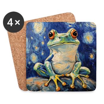 Frosch Frösche Van Gogh Style Starry Night - Untersetzer (4er-Set) - Weiß - Vorne