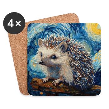  Igel Van Gogh Style Starry Night - Untersetzer (4er-Set) - Weiß - Vorne