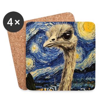 Strauß ostrich Vogel Van Gogh Style Starry Night - Untersetzer (4er-Set) - Weiß - Vorne