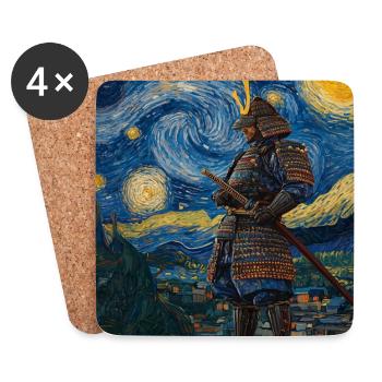 Samurai Japan Van Gogh Style Starry Night - Untersetzer (4er-Set) - Weiß - Vorne
