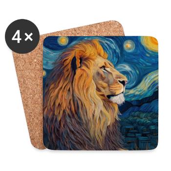 Löwe Van Gogh - Untersetzer (4er-Set) - Weiß - Vorne