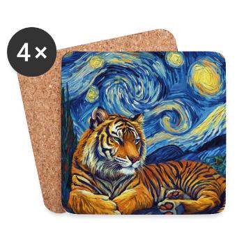 Tiger Van Gogh - Coasters (set of 4) - white - Front