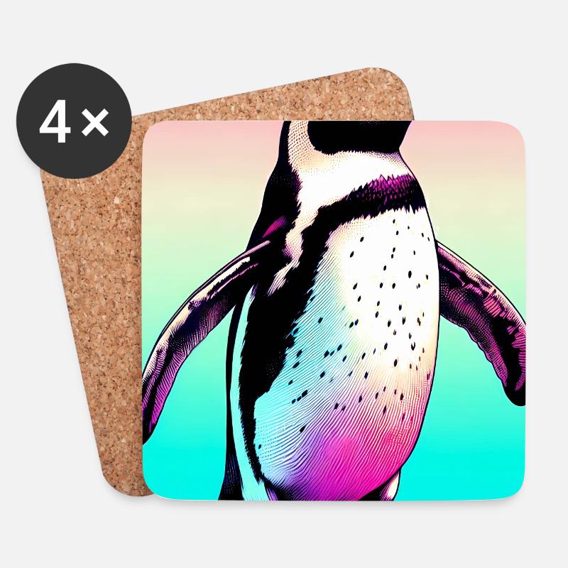 pingouin - Dessous de verre (lot de 4) - blanc