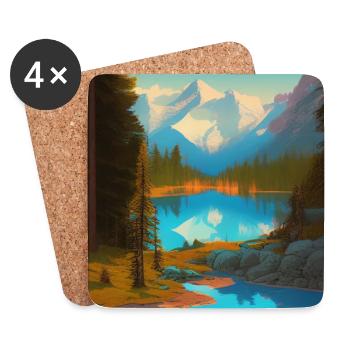 Paysage nature forêt - Dessous de verre (lot de 4) - blanc - Devant