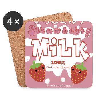 Japanese Strawberry Milk - Untersetzer (4er-Set) - Weiß - Vorne