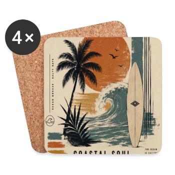 Coastal Soul Surf Poster - Coasters (set of 4) - white - Front