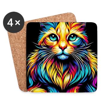 Chat - Dessous de verre (lot de 4) - blanc - Devant