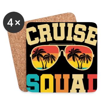 Équipe de croisière dans les Caraïbes - Dessous de verre (lot de 4) - blanc - Devant