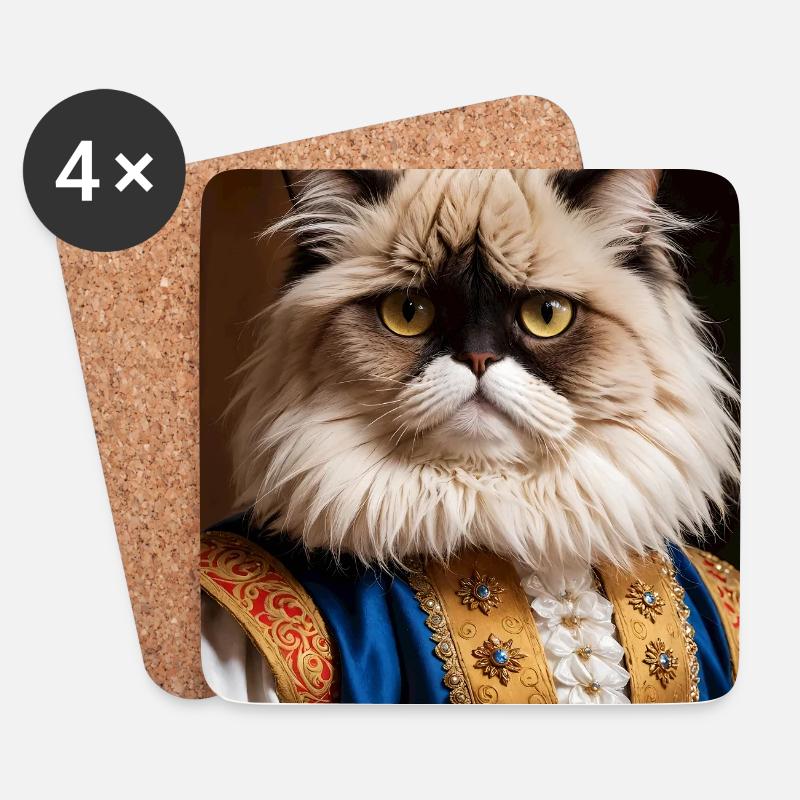 Königliche Samtpfote – Die Aristokraten-Katze - Untersetzer (4er-Set) - Weiß
