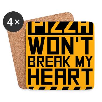 Pizza Won't Break My Heart Food Love Humor - Coasters (set of 4) - white - Front