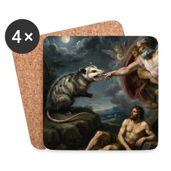 Opossum Schlägt Gottes Hand Lustiges Opossum meme - Untersetzer (4er-Set) - Weiß - Vorne