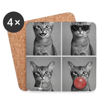Chats Chat Abyssinian - Dessous de verre (lot de 4) - blanc - Devant