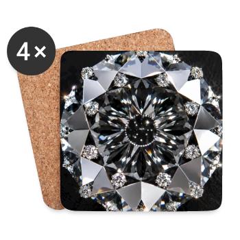 Mandala géométrique diamant - Dessous de verre (lot de 4) - blanc - Devant