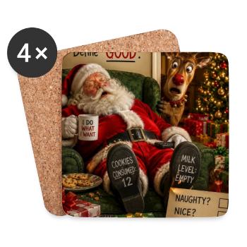 Rentner Weihnachtsmann Definiere Brav Humor Frech - Untersetzer (4er-Set) - Weiß - Vorne