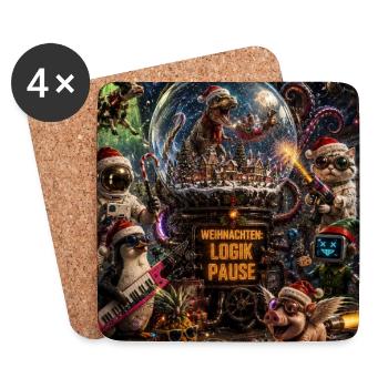 Weihnachtslogik Pause Verrücktes Chaos Humor Pur - Untersetzer (4er-Set) - Weiß - Vorne