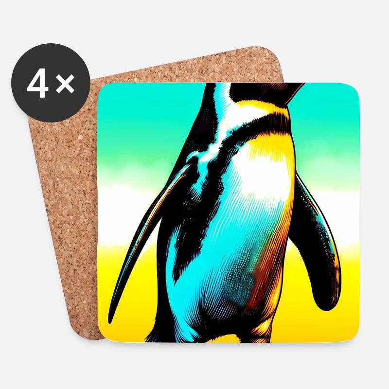 Pinguin - Untersetzer (4er-Set) - Weiß