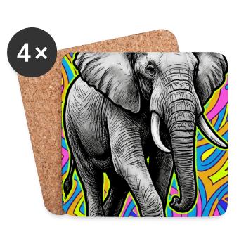 Elefant - Untersetzer (4er-Set) - Weiß - Vorne
