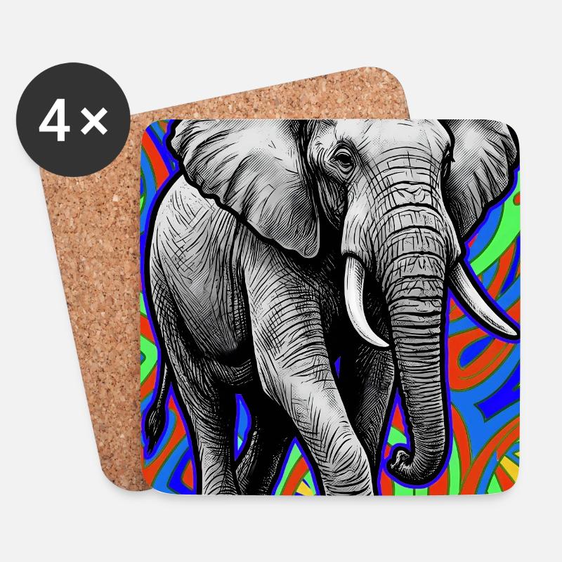 Elefant - Untersetzer (4er-Set) - Weiß