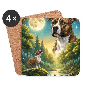 Howling to the Moon Dog Staffordshire Terrier - Coasters (set of 4) - white - Front