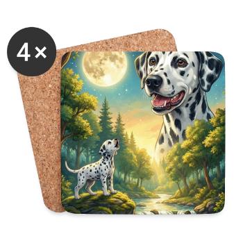 Howling to the Moon Meme Hund Dalmatiner - Untersetzer (4er-Set) - Weiß - Vorne