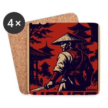 Sceau d’honneur du Samouraï Rouge - Dessous de verre (lot de 4) - blanc - Devant