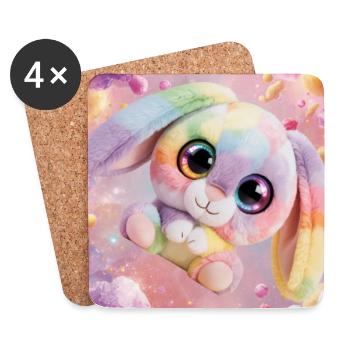 Rainbow cuddly bunny in the magic room - Coasters (set of 4) - white - Front